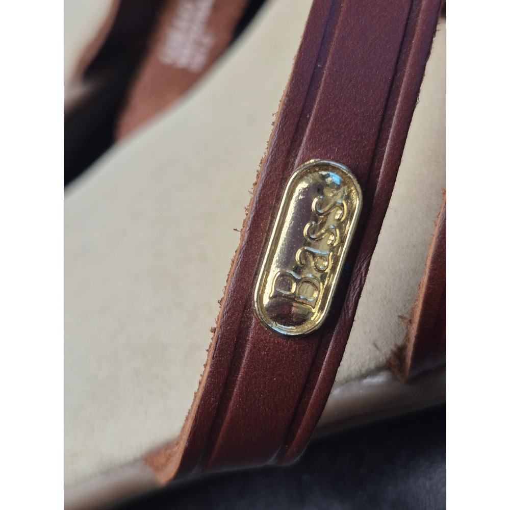 G.H. Bass 7.5W Wide Women's SunnJuns Leather Slide Sandals Retro Comfort Brown - Picture 6 of 7